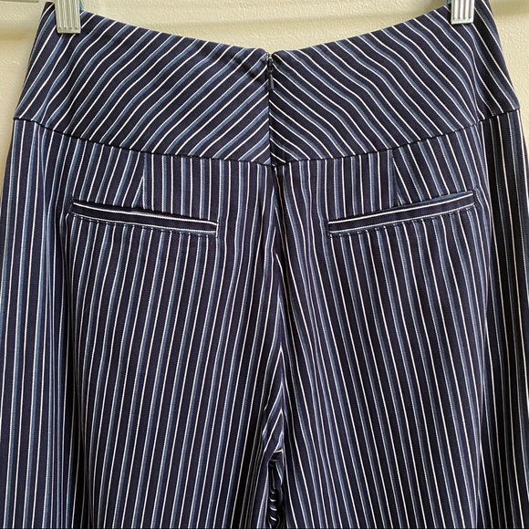 PAIGE Navy Blue Paradise Charisma Stripe Wide Leg Pants - Picture 9 of 16